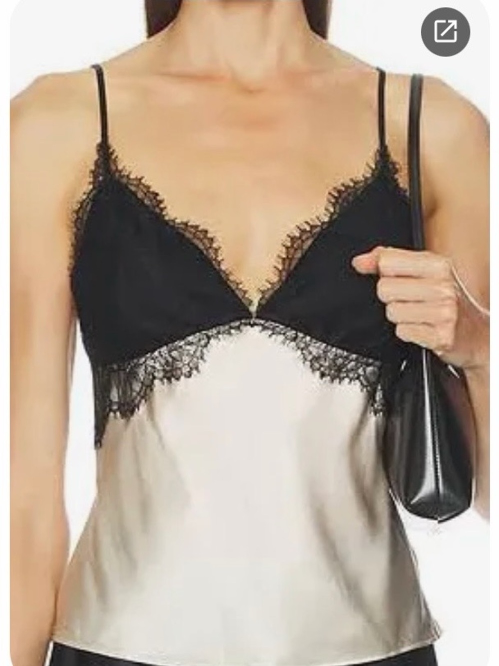 NWT Lace-Trim Satin Chemise Cami in white and Black